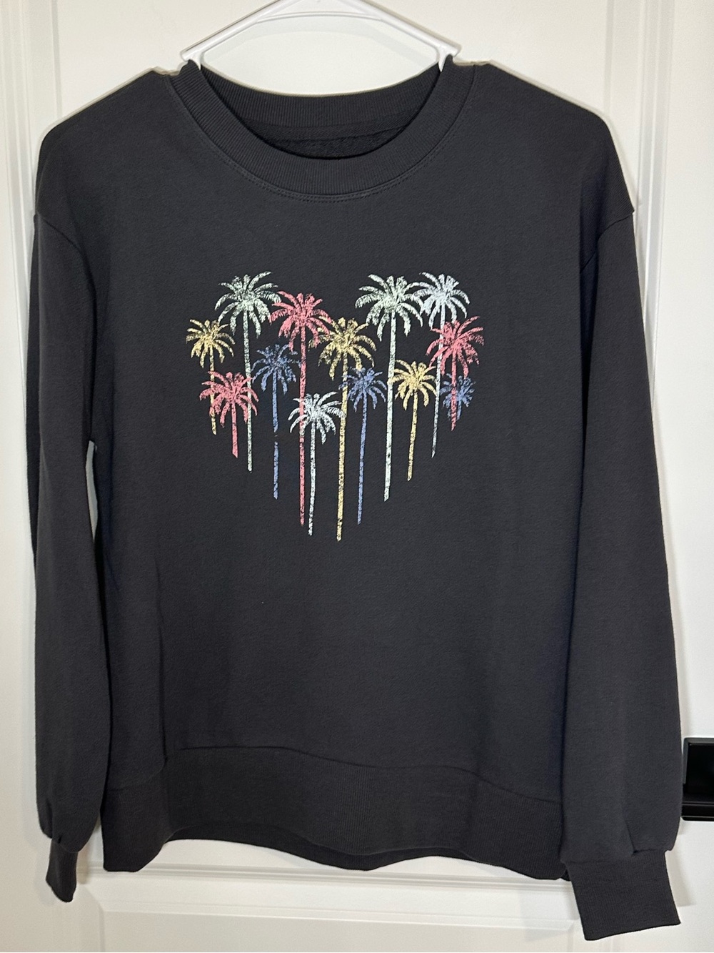 C&C California Black Sweatshirt with Pastel Palm Heart Graphic